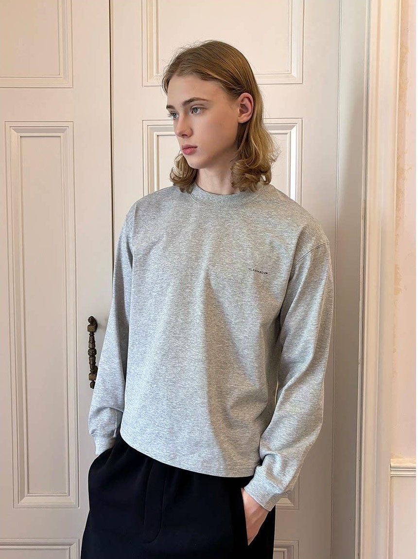 VLABMADE Soft Breathable 100% Cotton Logo Print Loose Fit Crewneck Men Casual Sweatshirts