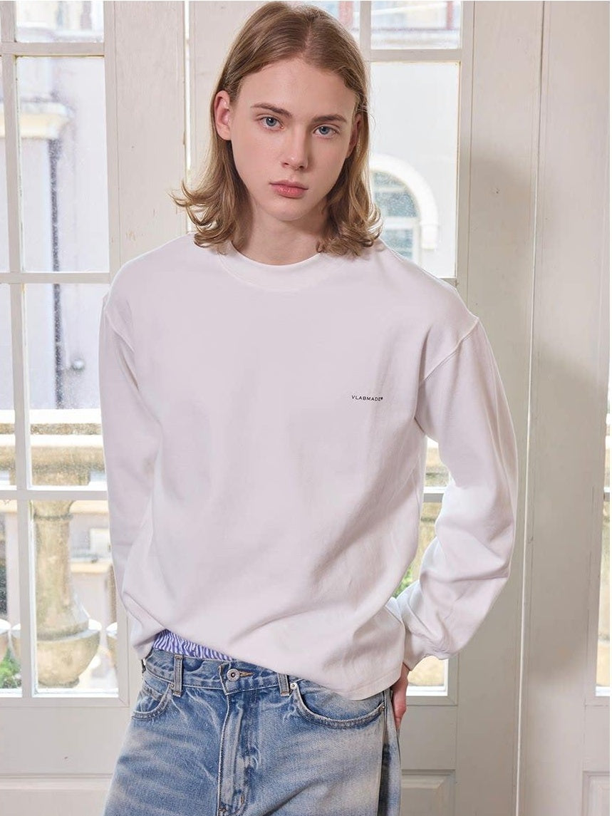 VLABMADE Soft Breathable 100% Cotton Logo Print Loose Fit Crewneck Men Casual Sweatshirts