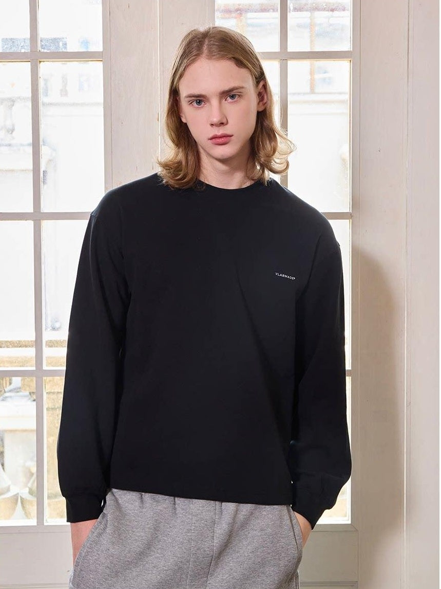 VLABMADE Soft Breathable 100% Cotton Logo Print Loose Fit Crewneck Men Casual Sweatshirts