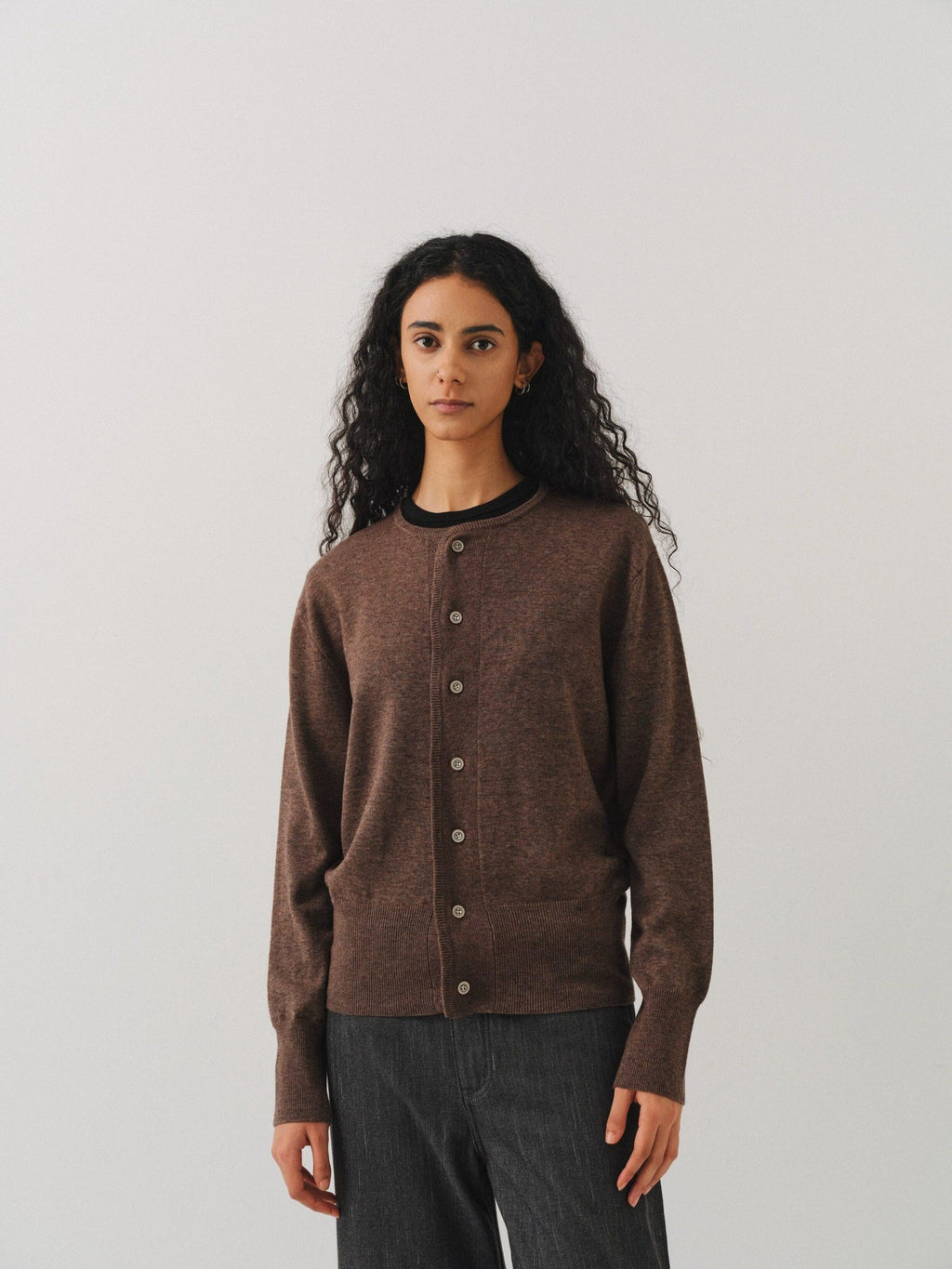 VLABMADE Soft Handstitched Slim Cropped Round Neck Unisex Wool Blend Button Cardigans
