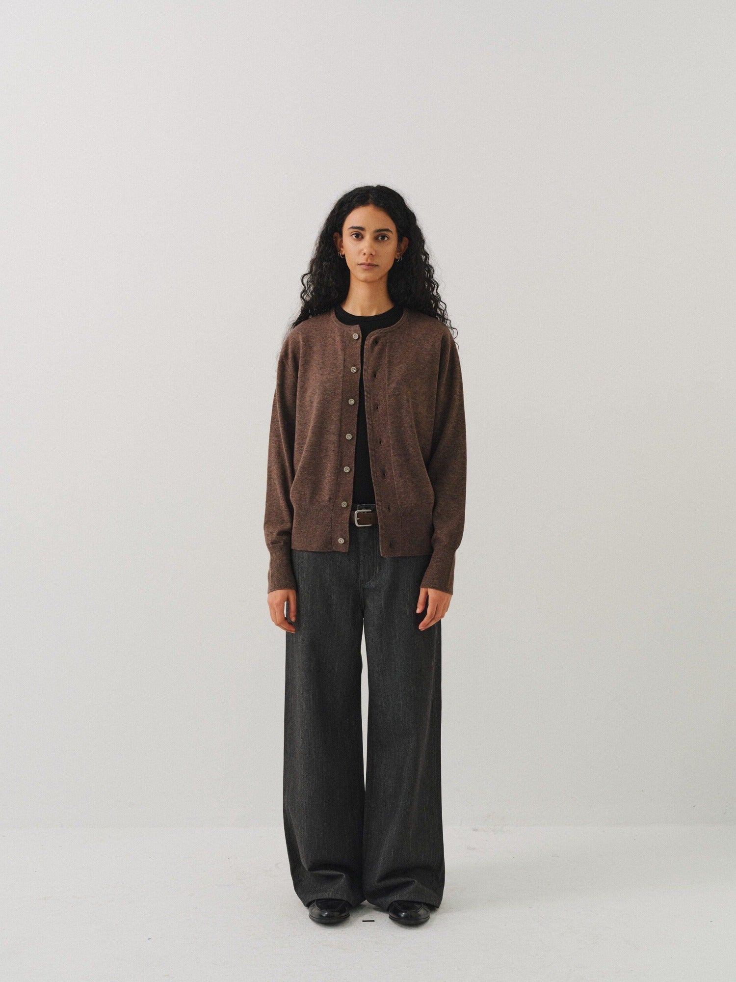 VLABMADE Soft Handstitched Slim Cropped Round Neck Unisex Wool Blend Button Cardigans