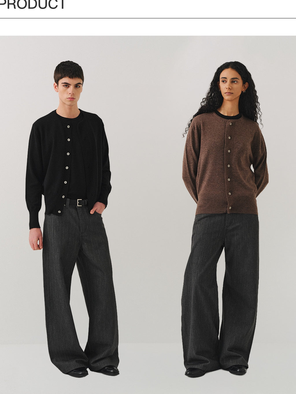 VLABMADE Soft Handstitched Slim Cropped Round Neck Unisex Wool Blend Button Cardigans