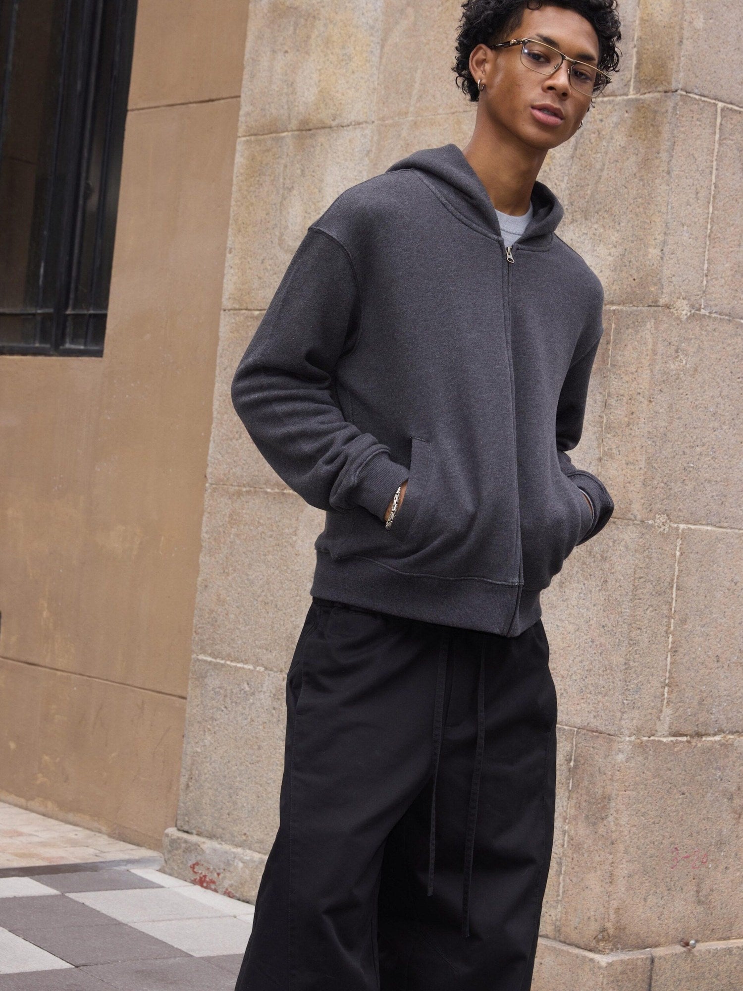VLABMADE Soft Slub Cotton Blend Relaxed Hooded Unisex Casual Zip Hoodies