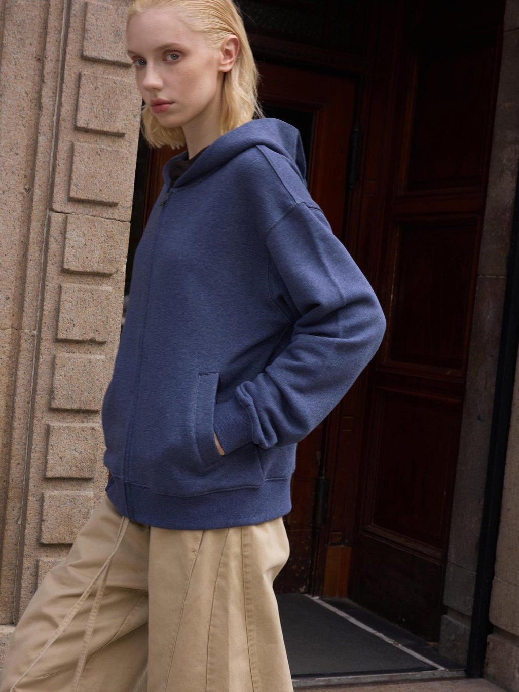 VLABMADE Soft Slub Cotton Blend Relaxed Hooded Unisex Casual Zip Hoodies