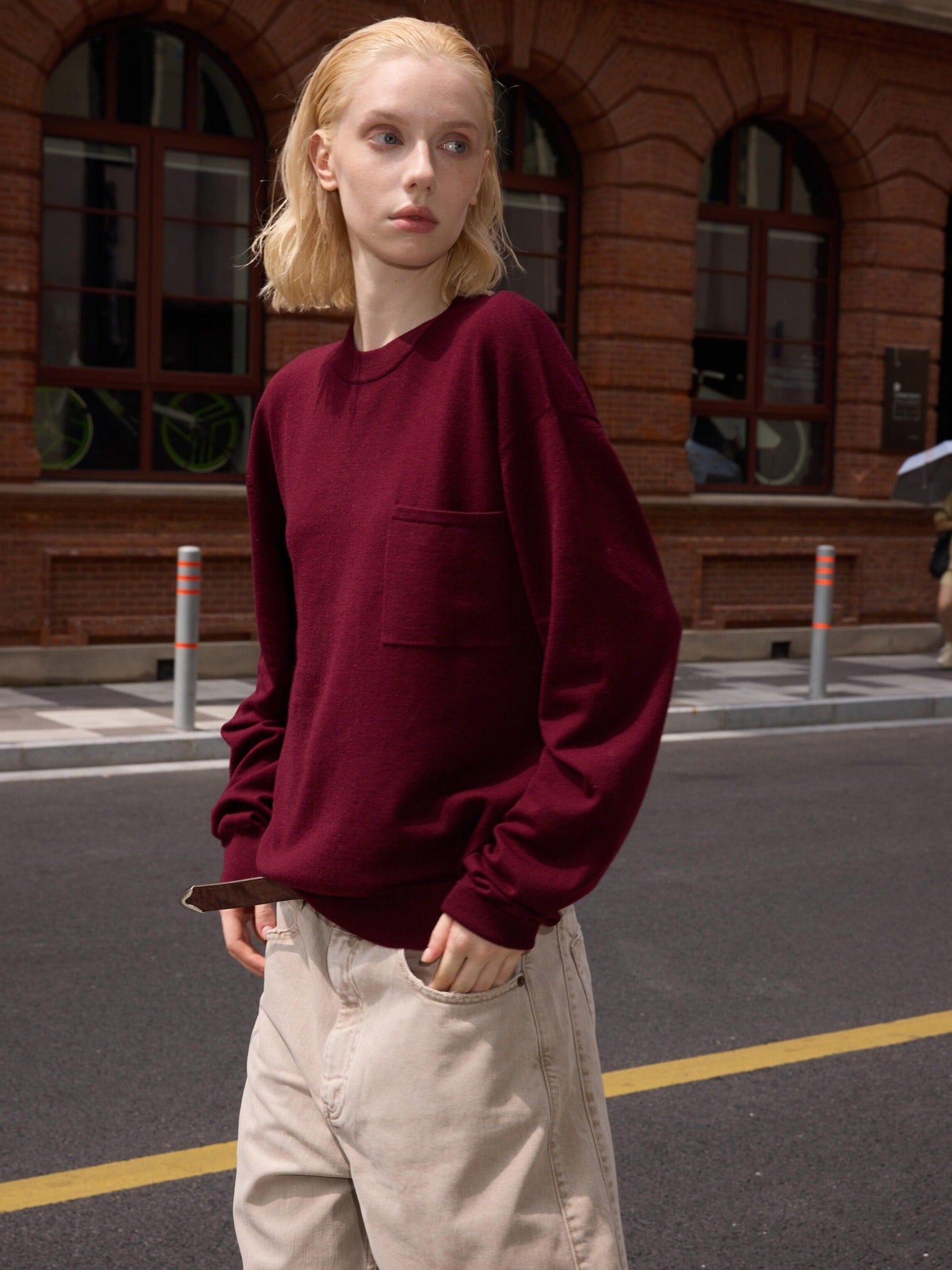 VLABMADE Soft Wool Blend Knit Loose Fit Cropped Unisex Streetwear Crewneck Sweatshirts