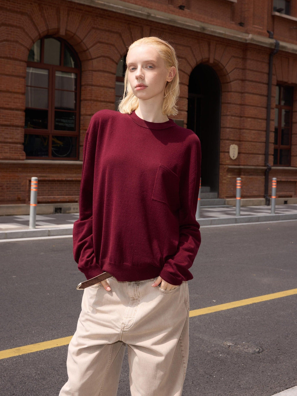 VLABMADE Soft Wool Blend Knit Loose Fit Cropped Unisex Streetwear Crewneck Sweatshirts