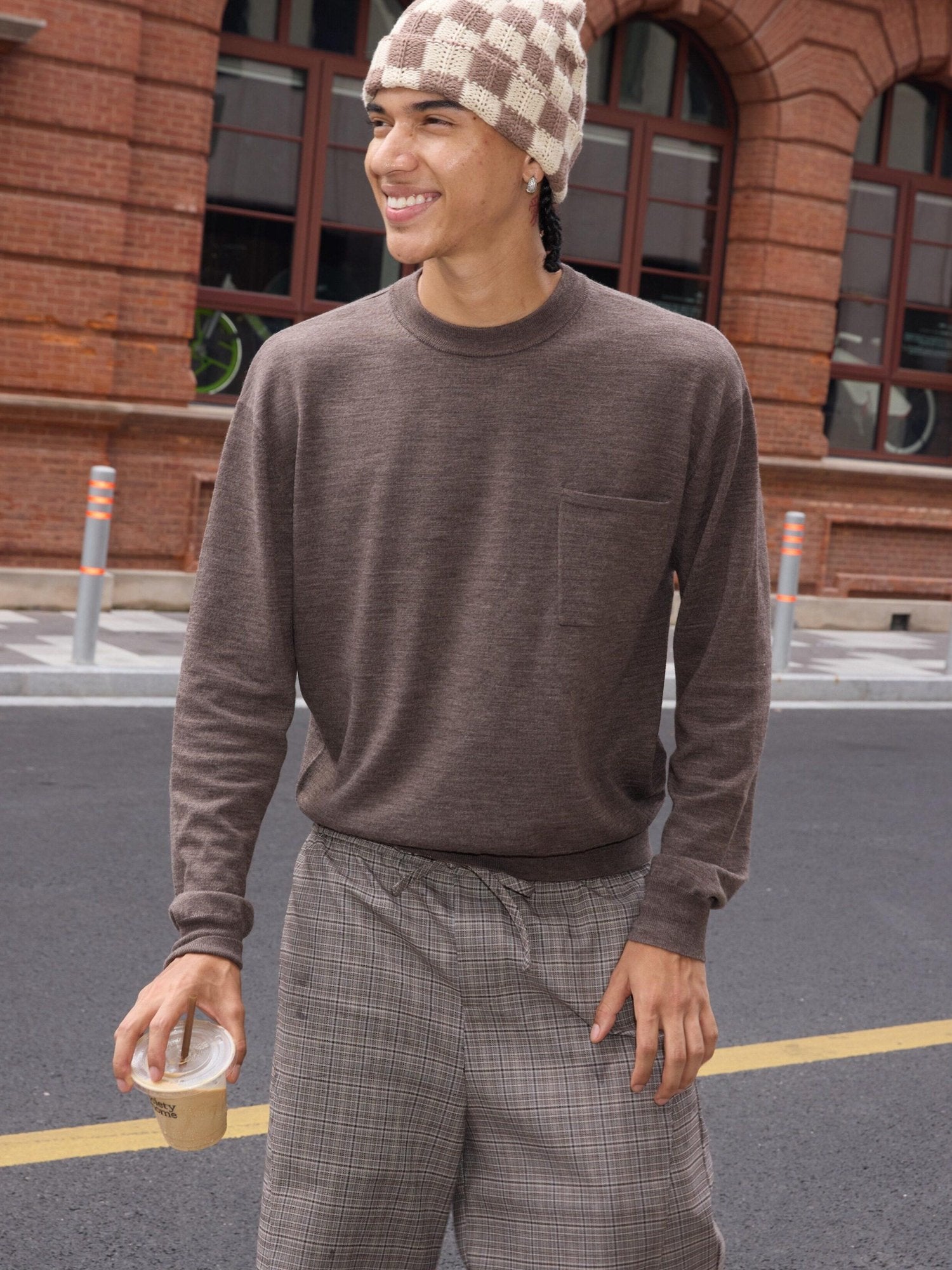 VLABMADE Soft Wool Blend Knit Loose Fit Cropped Unisex Streetwear Crewneck Sweatshirts