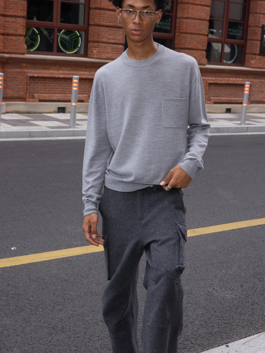 VLABMADE Soft Wool Blend Knit Loose Fit Cropped Unisex Streetwear Crewneck Sweatshirts