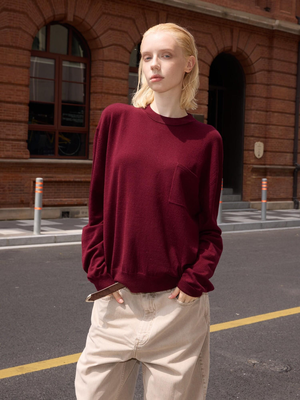 VLABMADE Soft Wool Blend Knit Loose Fit Cropped Unisex Streetwear Crewneck Sweatshirts