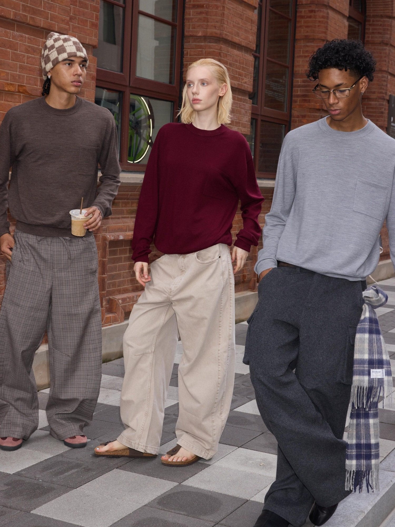 VLABMADE Soft Wool Blend Knit Loose Fit Cropped Unisex Streetwear Crewneck Sweatshirts