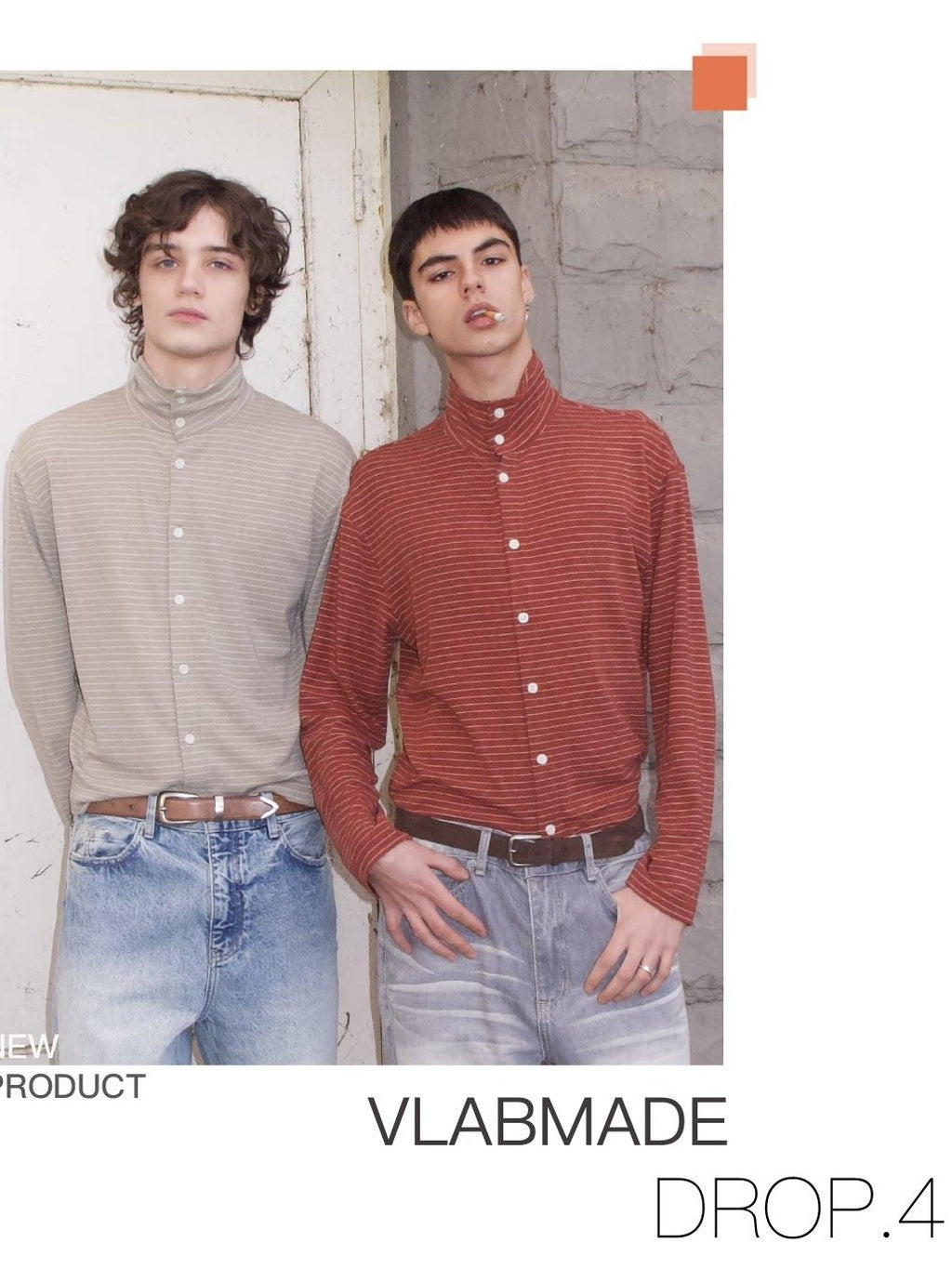 VLABMADE Soft Wool Blend Striped Cropped Cardigan Relaxed Unisex Long Sleeve Shirts