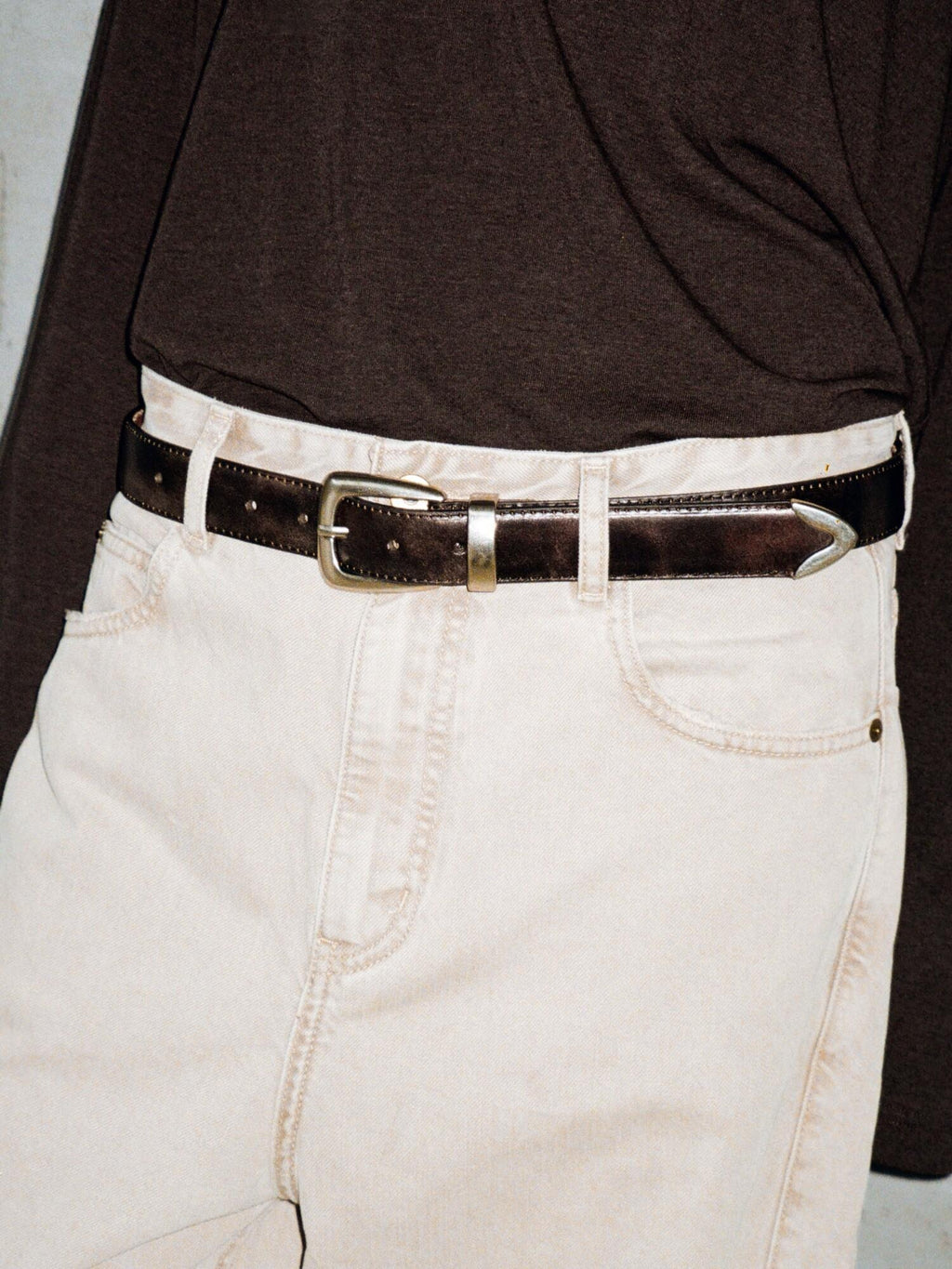 VLABMADE Top Grain Leather Elegant Gloss Pin Buckle Mens Vintage Leather Belts