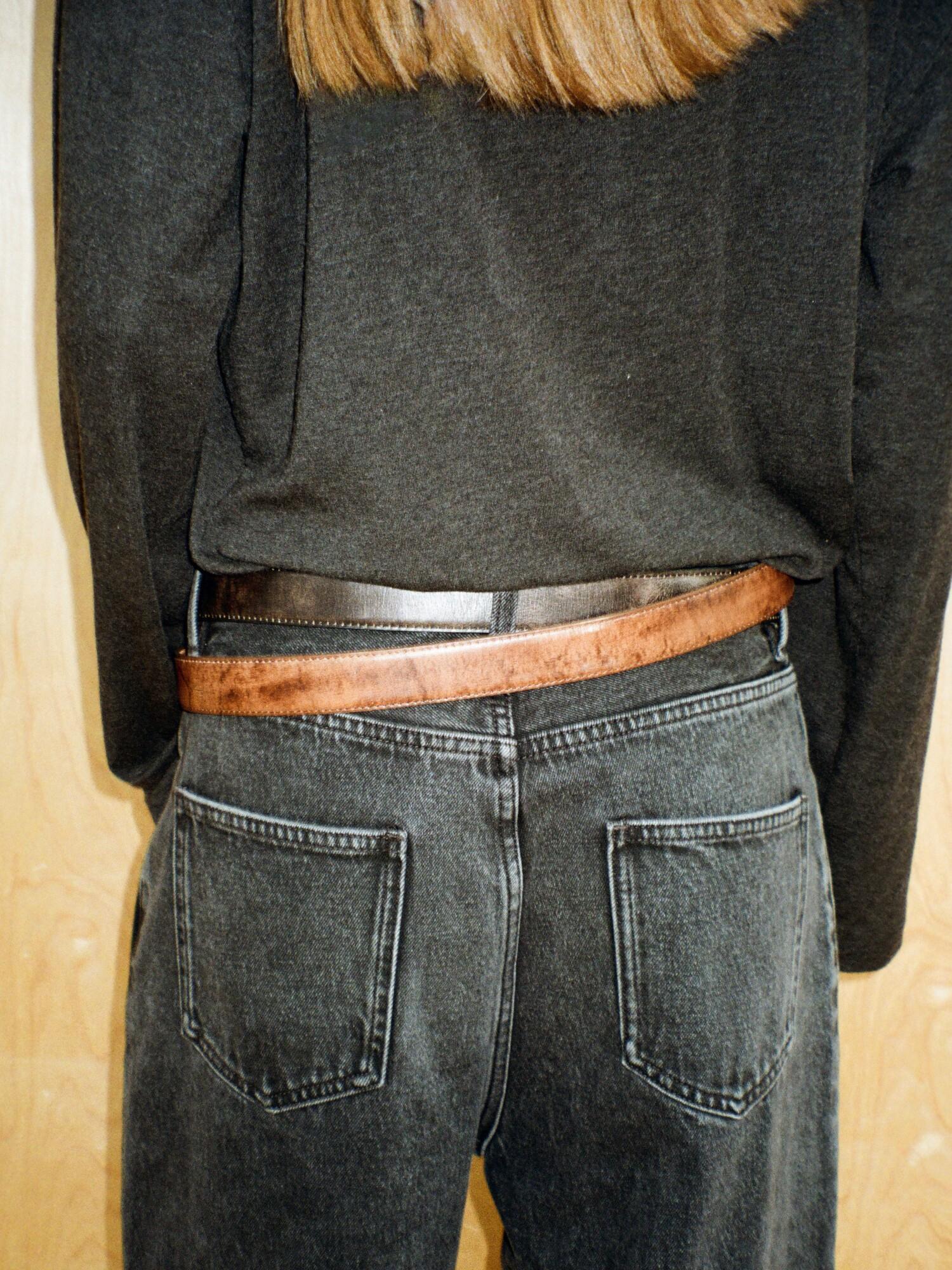 VLABMADE Top Grain Leather Elegant Gloss Pin Buckle Mens Vintage Leather Belts