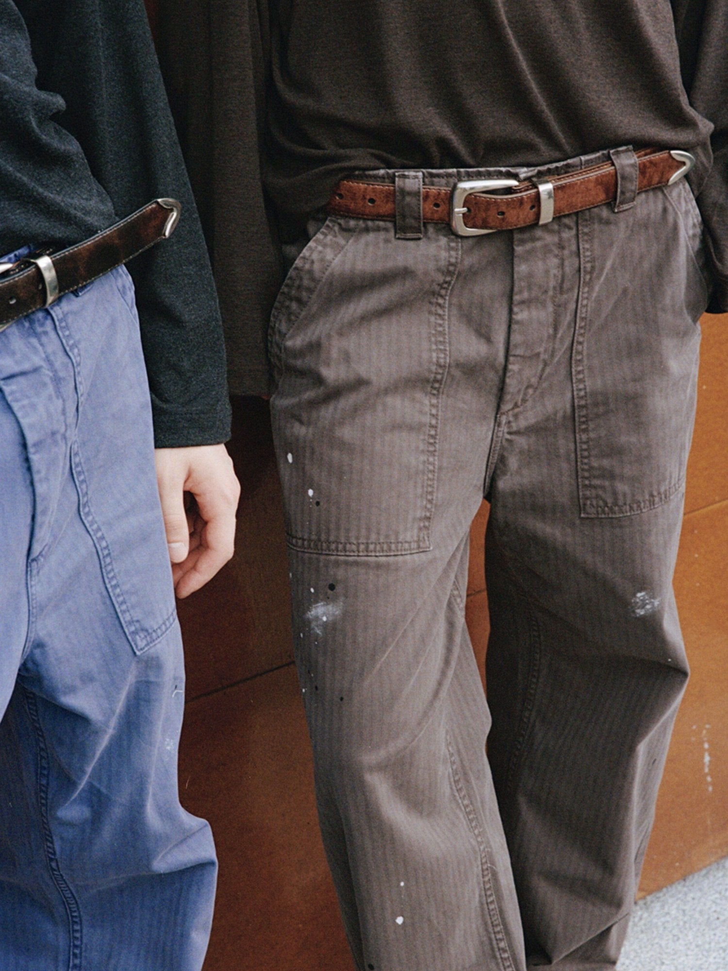 VLABMADE Vintage Washed Straight Fit Herringbone Cotton Commute Classic Cargo Pants