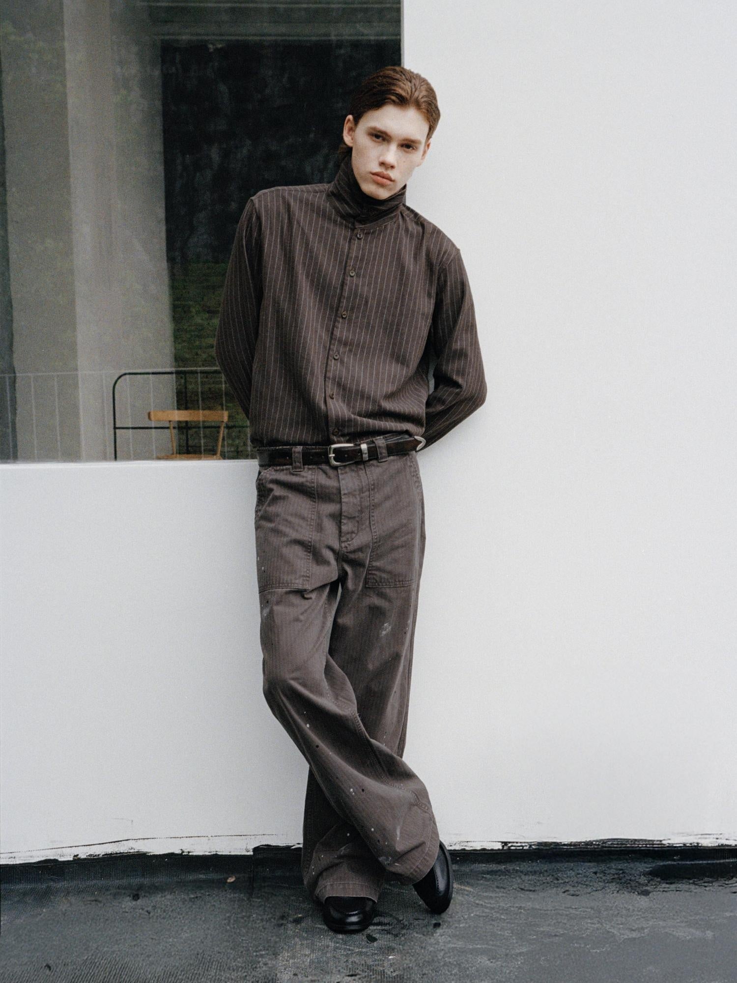 VLABMADE Vintage Washed Straight Fit Herringbone Cotton Commute Classic Cargo Pants