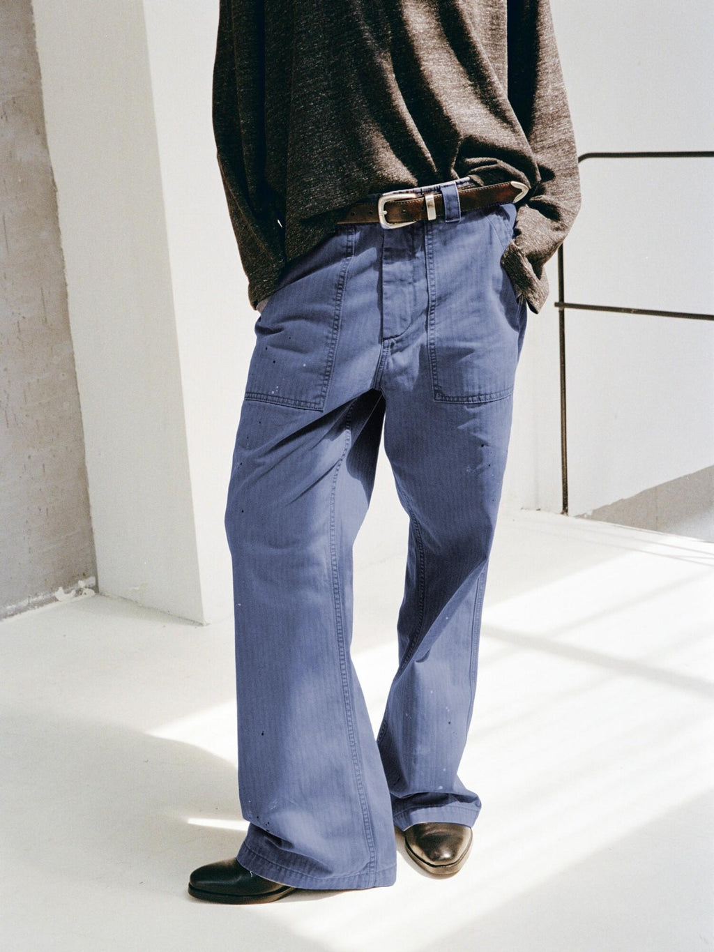 VLABMADE Vintage Washed Straight Fit Herringbone Cotton Commute Classic Cargo Pants