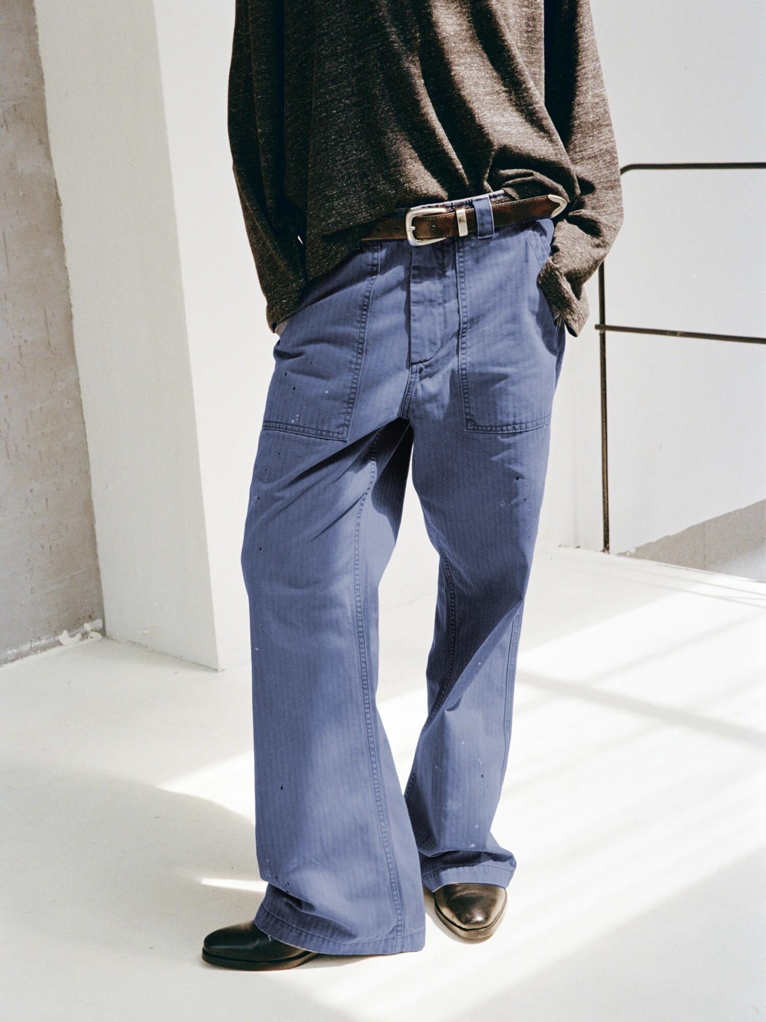 VLABMADE Vintage Washed Straight Fit Herringbone Cotton Commute Classic Cargo Pants