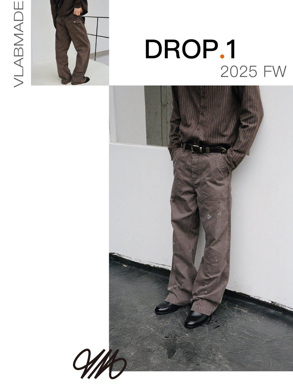 VLABMADE Vintage Washed Straight Fit Herringbone Cotton Commute Classic Cargo Pants