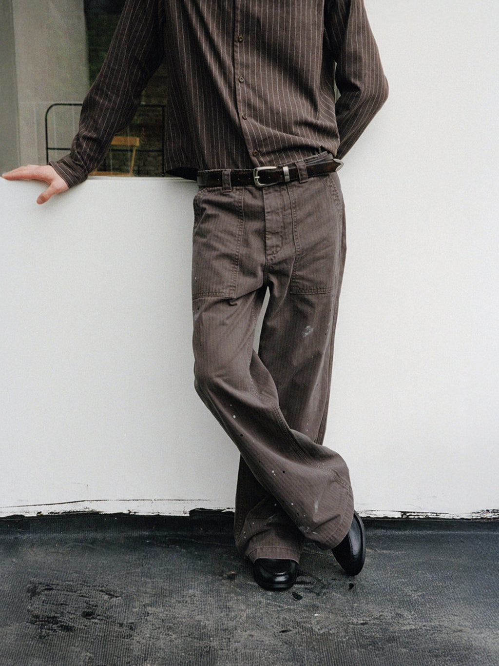 VLABMADE Vintage Washed Straight Fit Herringbone Cotton Commute Classic Cargo Pants
