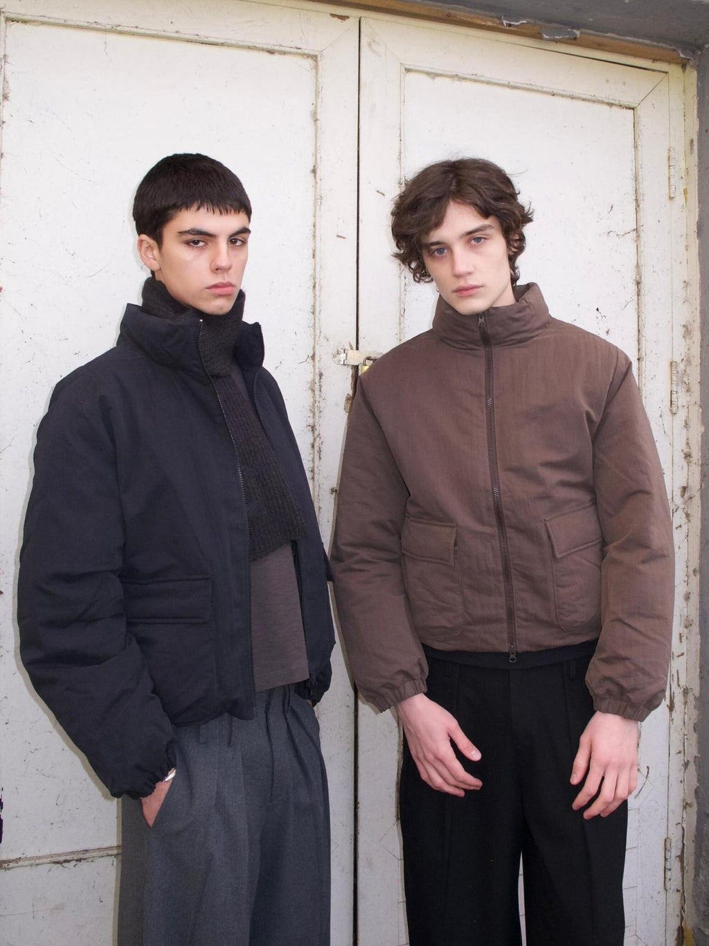 VLABMADE Warm 90% White Duck Down Oversized Short Collar Pockets Unisex Down Jackets