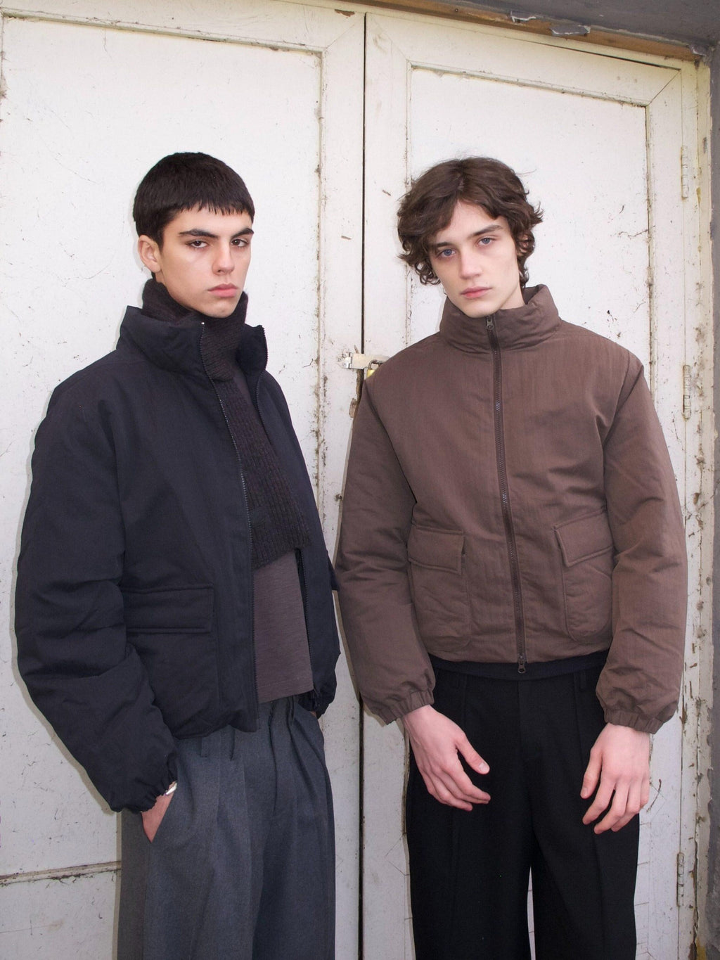 VLABMADE Warm 90% White Duck Down Oversized Short Collar Pockets Unisex Down Jackets
