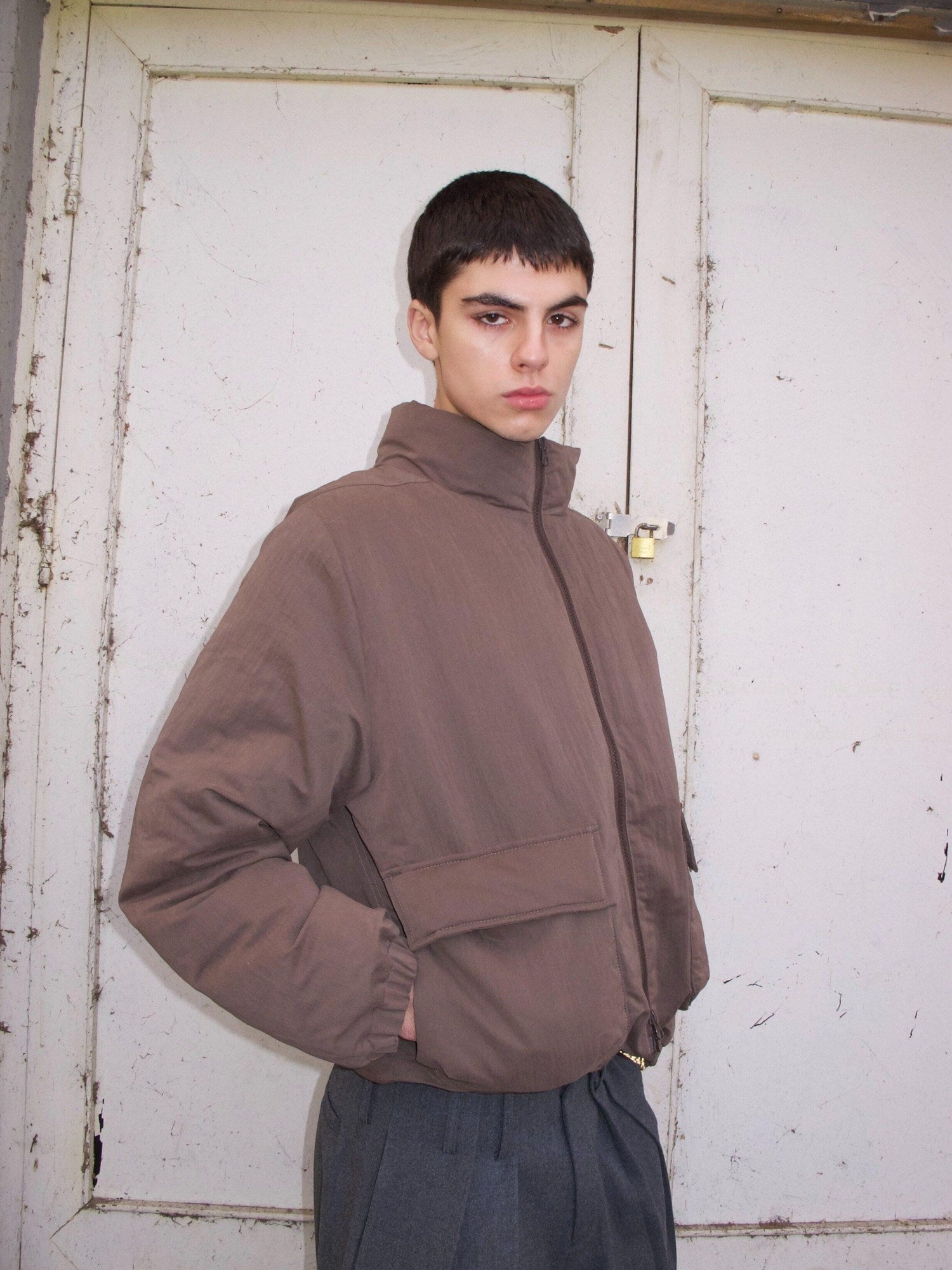 VLABMADE Warm 90% White Duck Down Oversized Short Collar Pockets Unisex Down Jackets