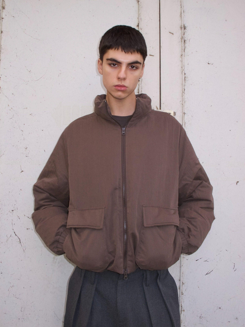 VLABMADE Warm 90% White Duck Down Oversized Short Collar Pockets Unisex Down Jackets