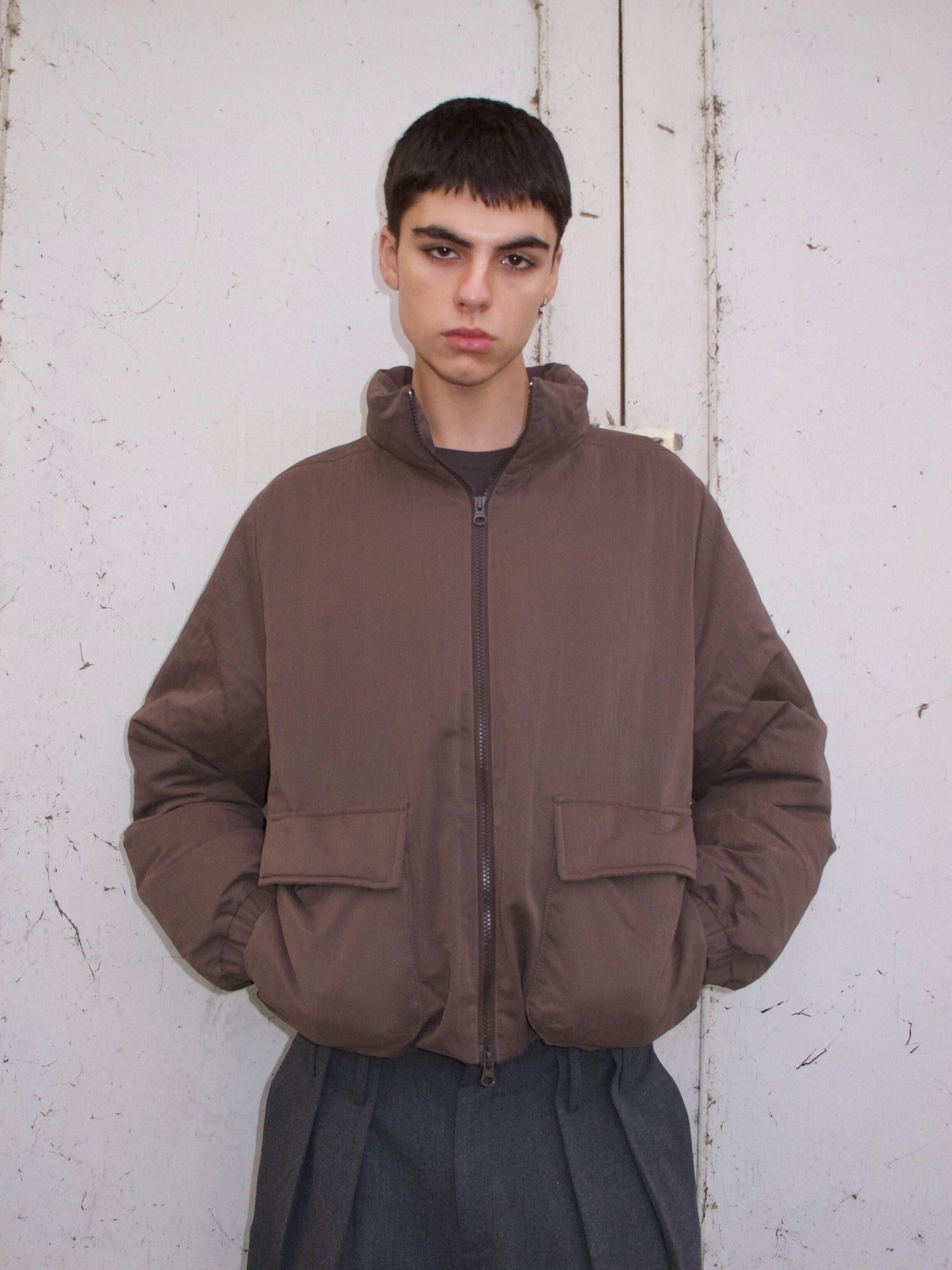 VLABMADE Warm 90% White Duck Down Oversized Short Collar Pockets Unisex Down Jackets