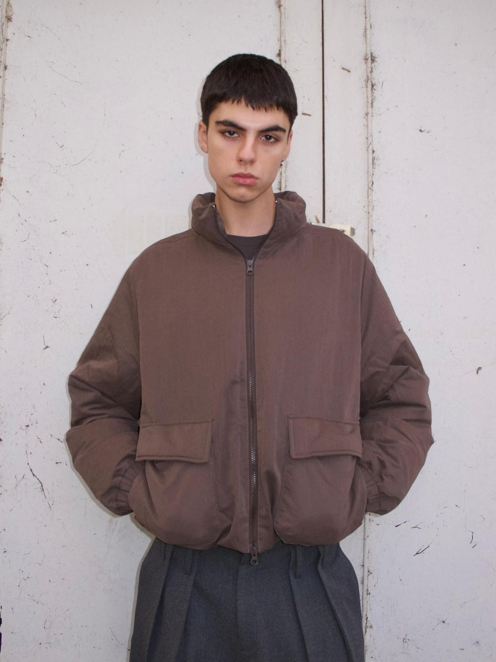 VLABMADE Warm 90% White Duck Down Oversized Short Collar Pockets Unisex Down Jackets