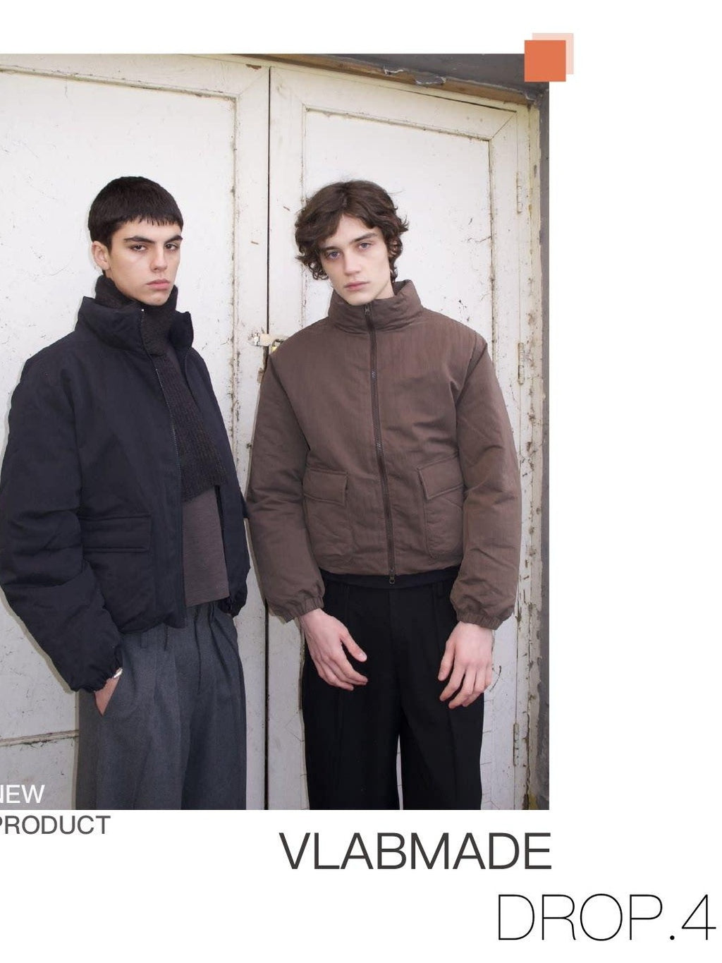 VLABMADE Warm 90% White Duck Down Oversized Short Collar Pockets Unisex Down Jackets