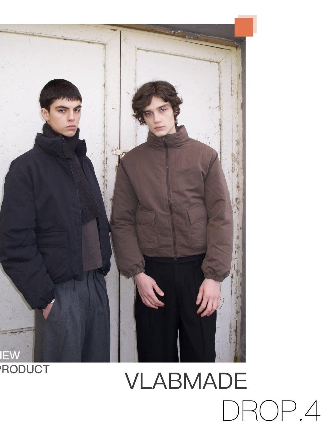 VLABMADE Warm 90% White Duck Down Oversized Short Collar Pockets Unisex Down Jackets