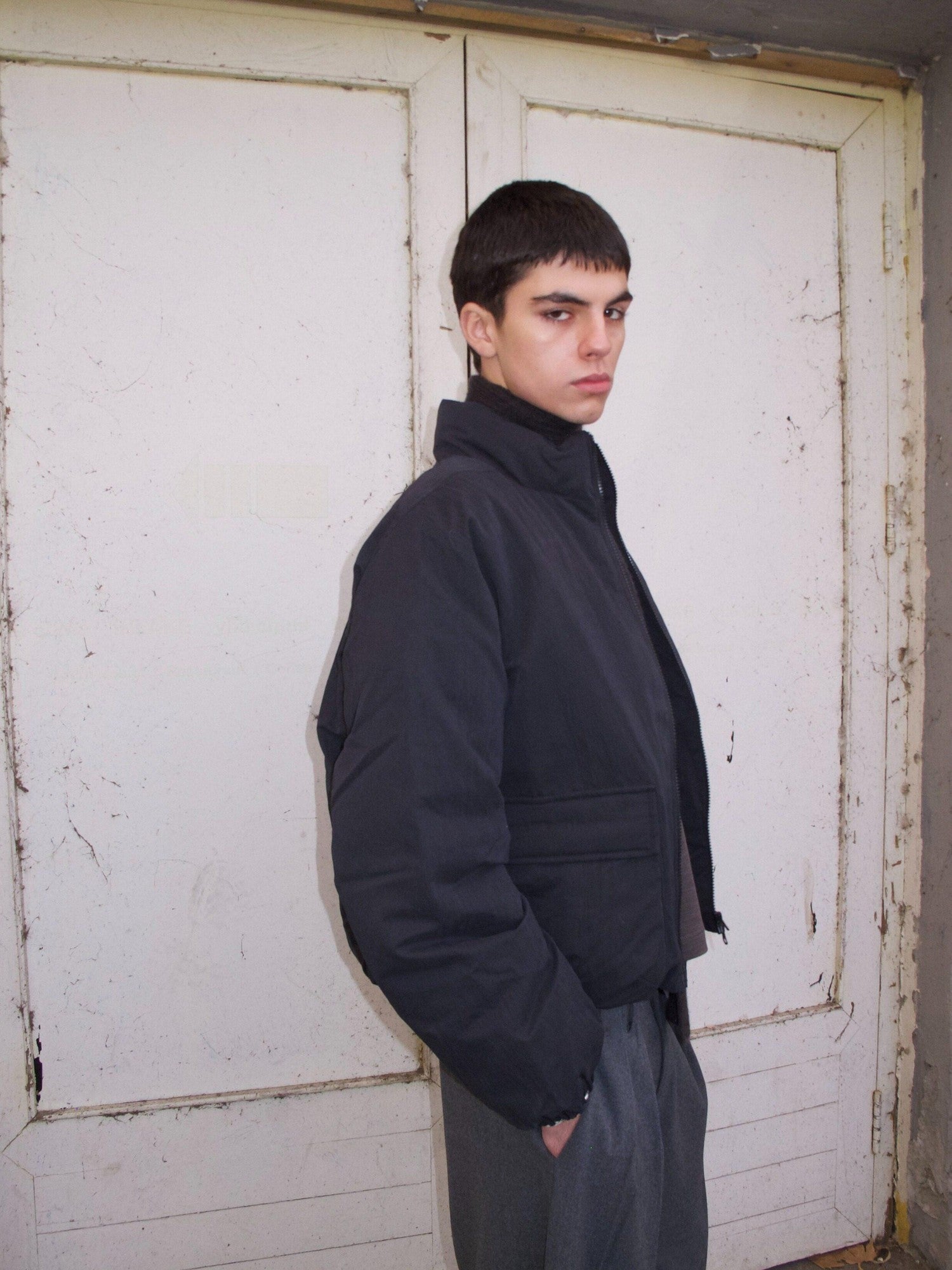VLABMADE Warm 90% White Duck Down Oversized Short Collar Pockets Unisex Down Jackets