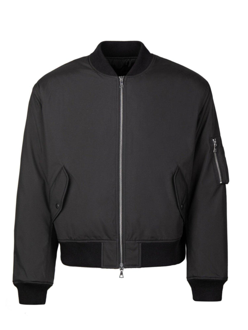 VLABMADE Warm Cotton Ma1 Loose Fit Ribbed Hem Pocket Baseball Collar Black Bomber Jackets