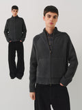 VLABMADE Warm Double Zipper Cleanfit Loose Unisex Pure Cotton Dark Gray Zip Knitwear