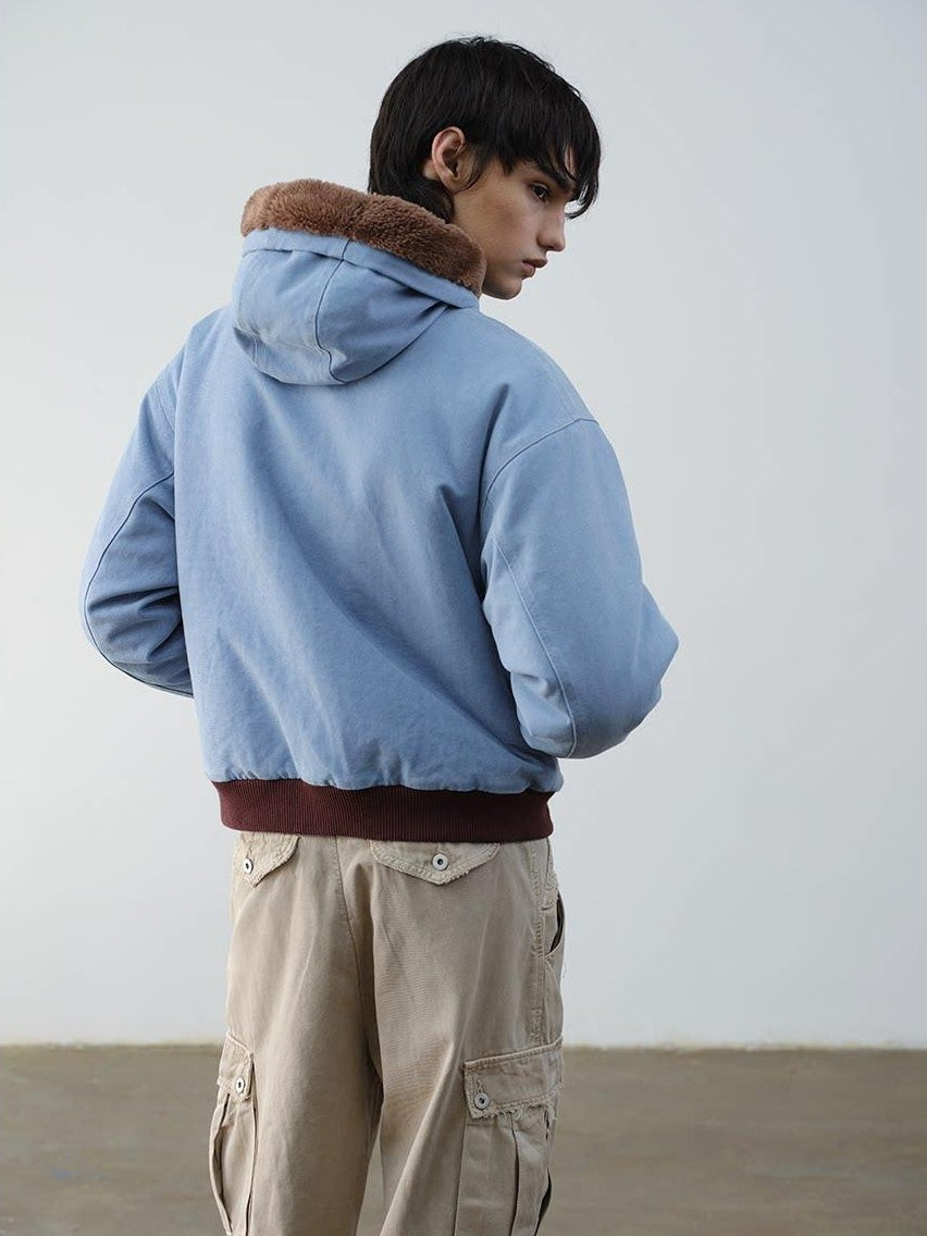 VLABMADE Warm Fleece Lined Oversized Zip Up Short Clean Fit Youth Cotton Blend Hoodies