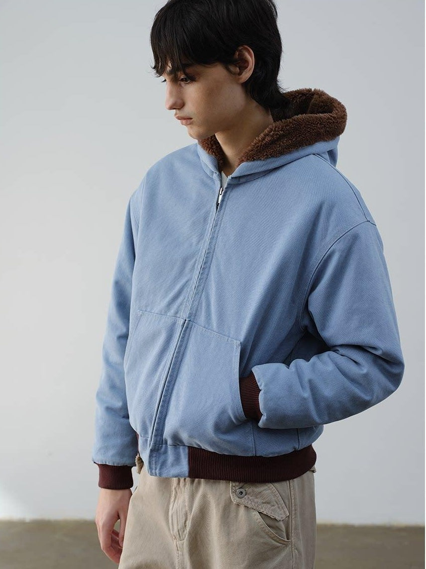 VLABMADE Warm Fleece Lined Oversized Zip Up Short Clean Fit Youth Cotton Blend Hoodies