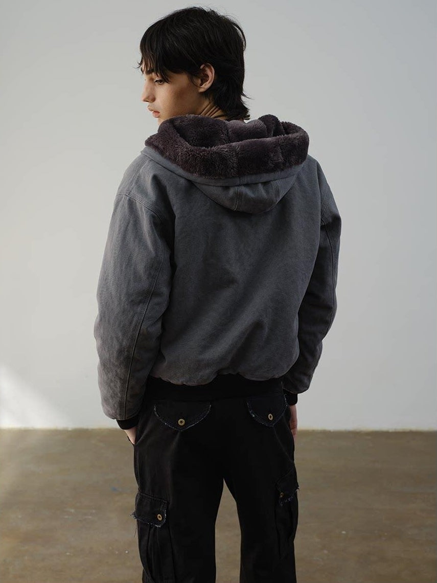 VLABMADE Warm Fleece Lined Oversized Zip Up Short Clean Fit Youth Cotton Blend Hoodies