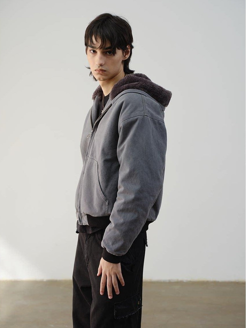 VLABMADE Warm Fleece Lined Oversized Zip Up Short Clean Fit Youth Cotton Blend Hoodies