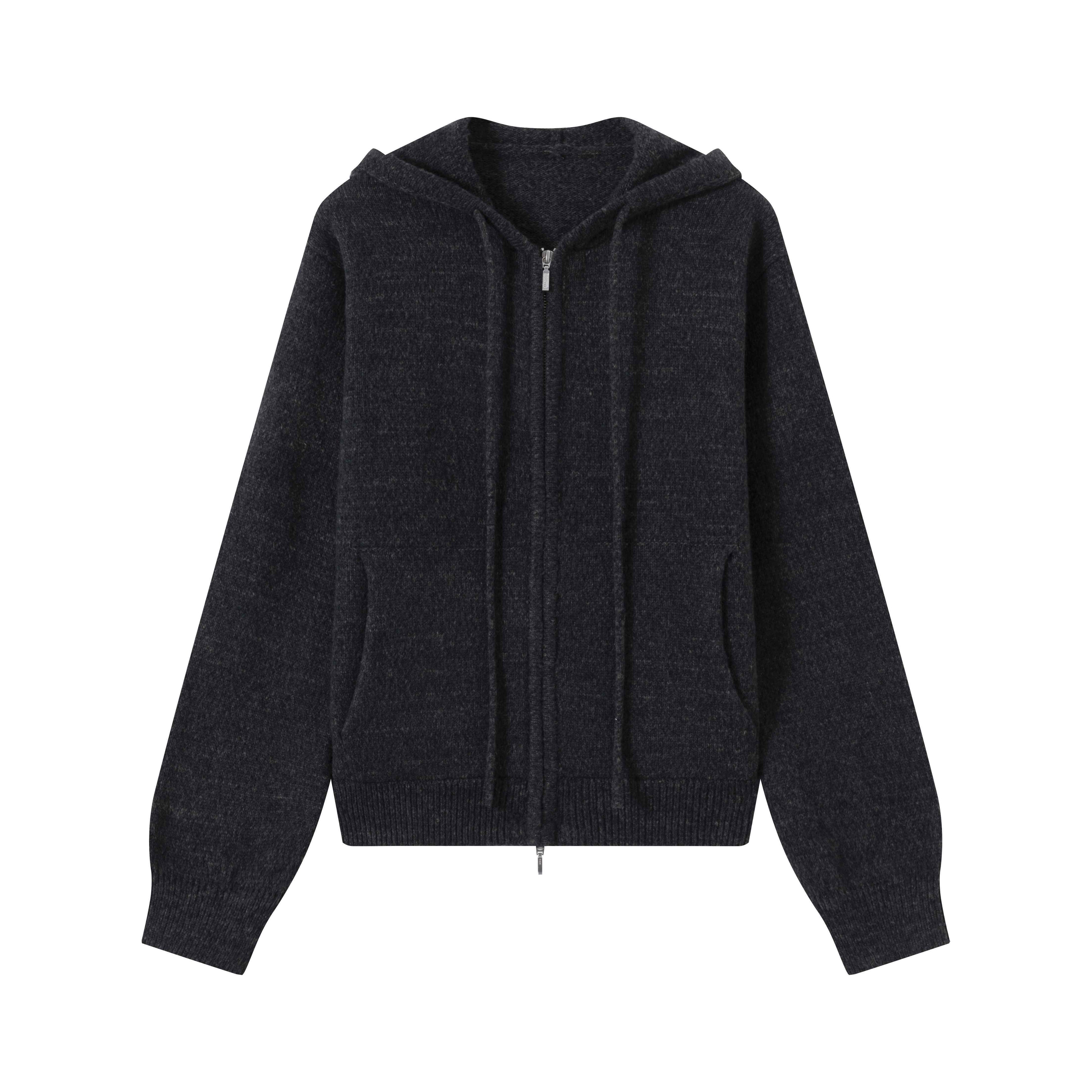 VLABMADE_Warm_Hooded_Zip_Knit_Vintage_Short_Regular_Fit_Unisex_Streetwear_Cardigans_MISSTT