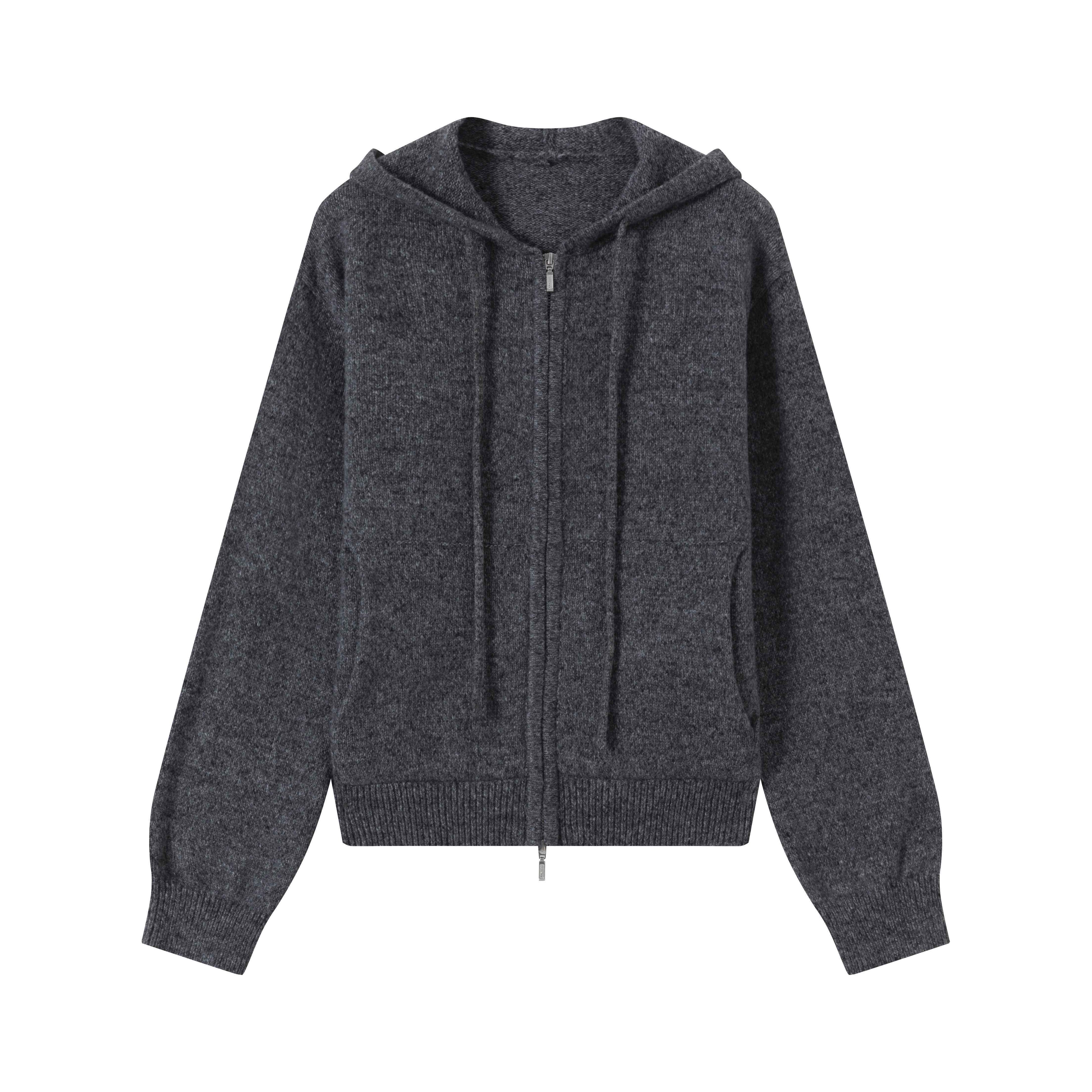 VLABMADE_Warm_Hooded_Zip_Knit_Vintage_Short_Regular_Fit_Unisex_Streetwear_Cardigans_MISSTT