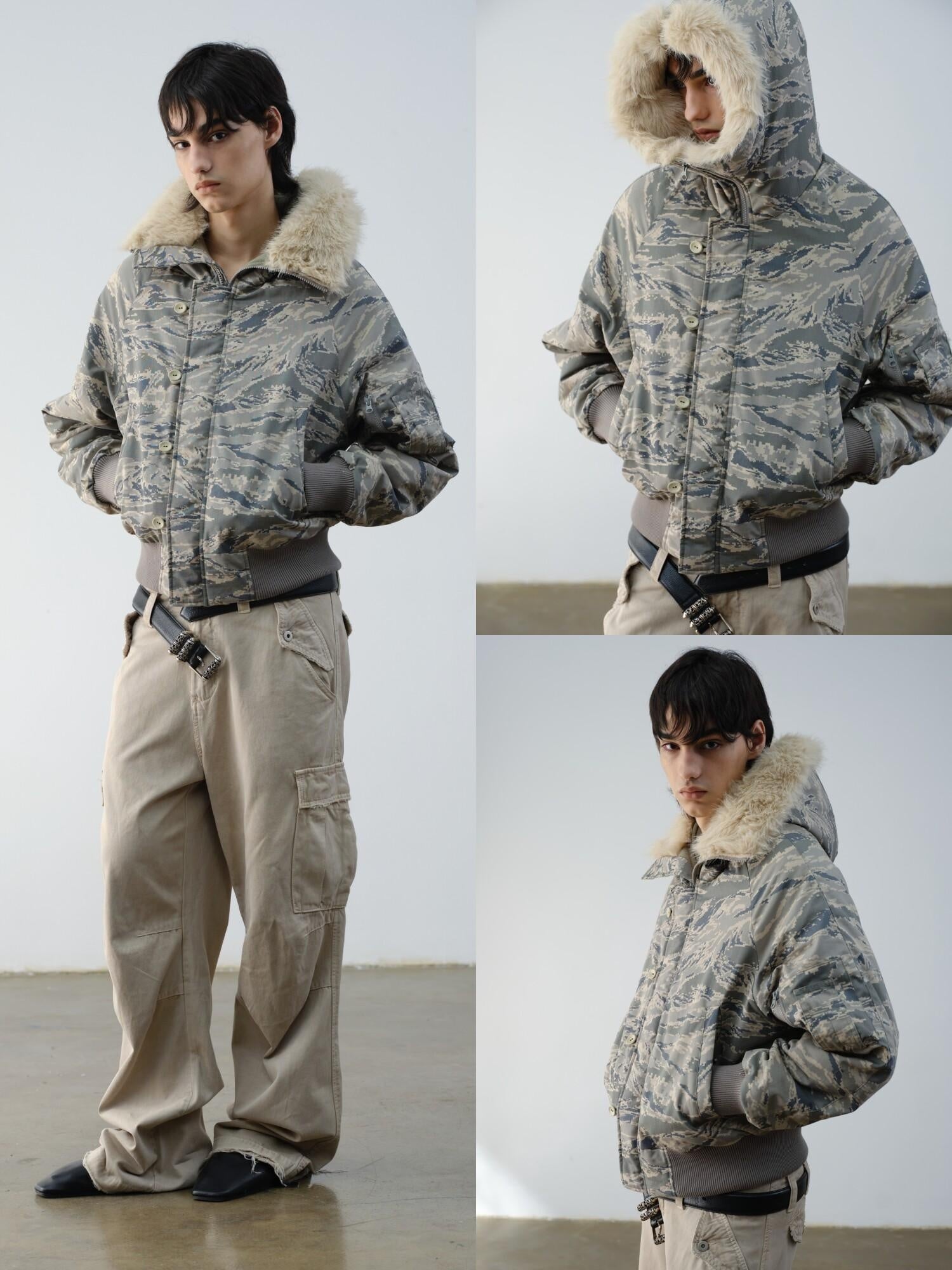 VLABMADE Warm Insulated Loose Fit Hooded Camouflage Casual Youth Puffer Jackets