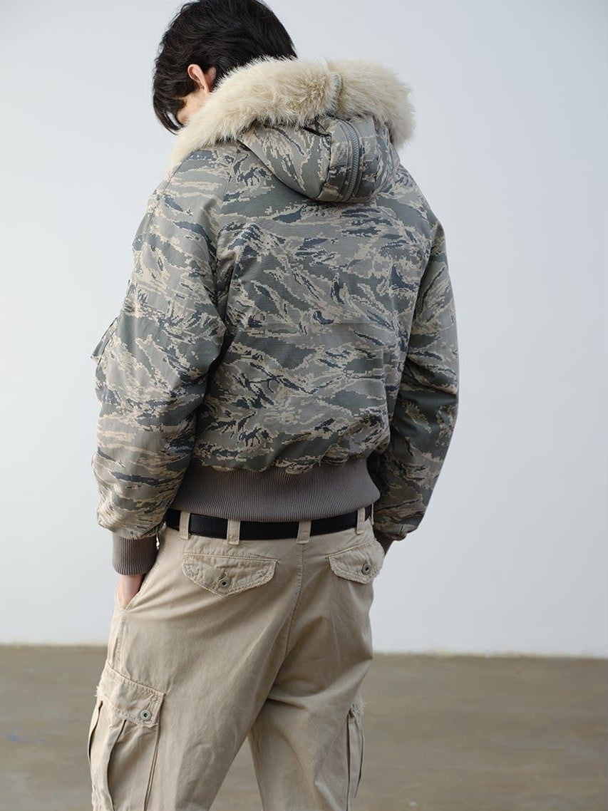VLABMADE Warm Insulated Loose Fit Hooded Camouflage Casual Youth Puffer Jackets