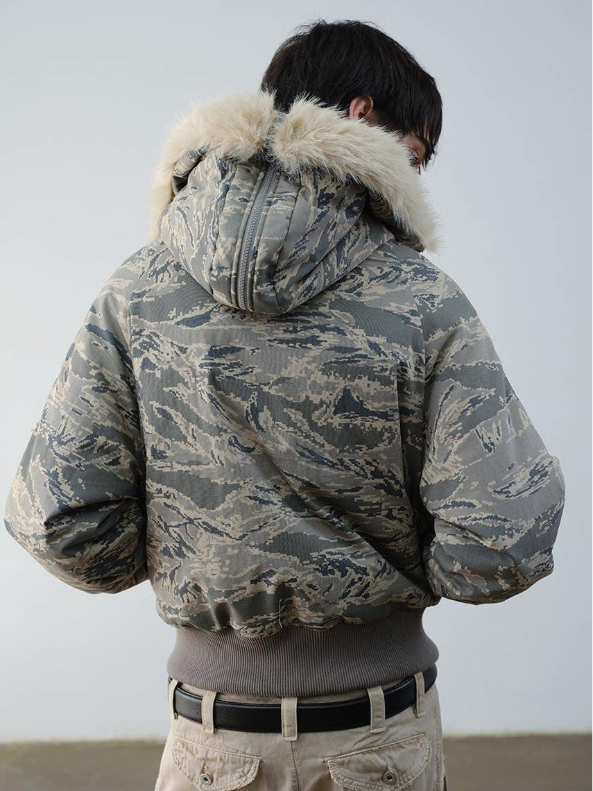 VLABMADE Warm Insulated Loose Fit Hooded Camouflage Casual Youth Puffer Jackets