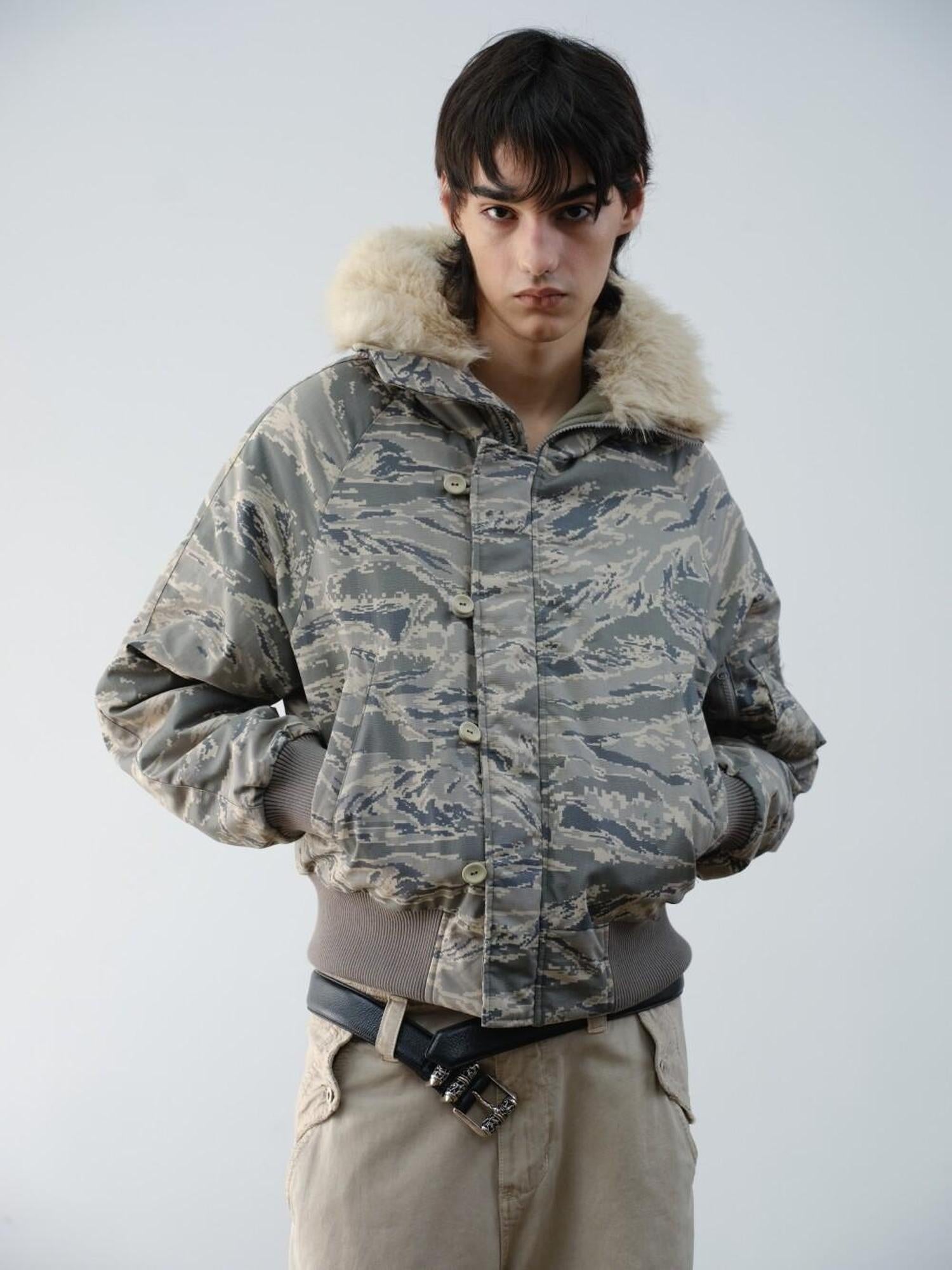 VLABMADE Warm Insulated Loose Fit Hooded Camouflage Casual Youth Puffer Jackets