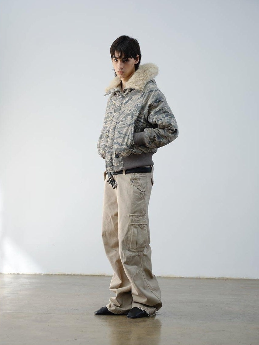 VLABMADE Warm Insulated Loose Fit Hooded Camouflage Casual Youth Puffer Jackets