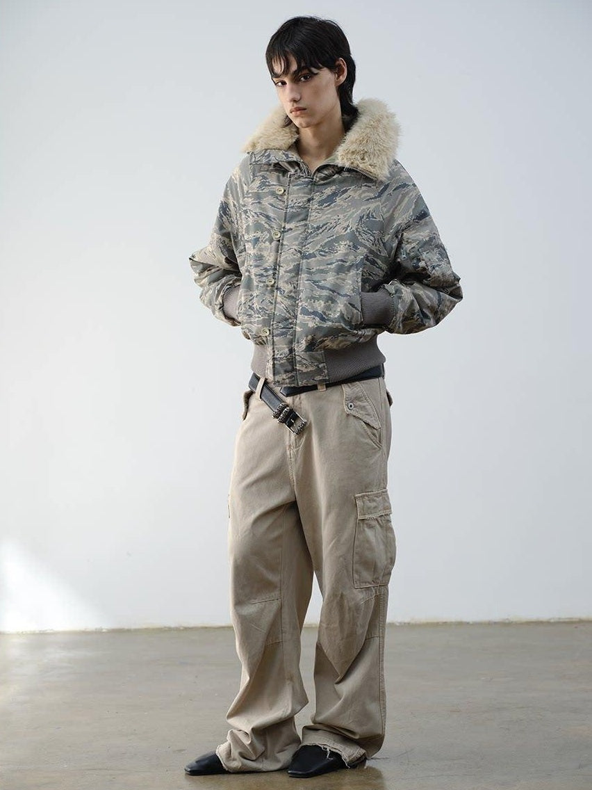 VLABMADE Warm Insulated Loose Fit Hooded Camouflage Casual Youth Puffer Jackets
