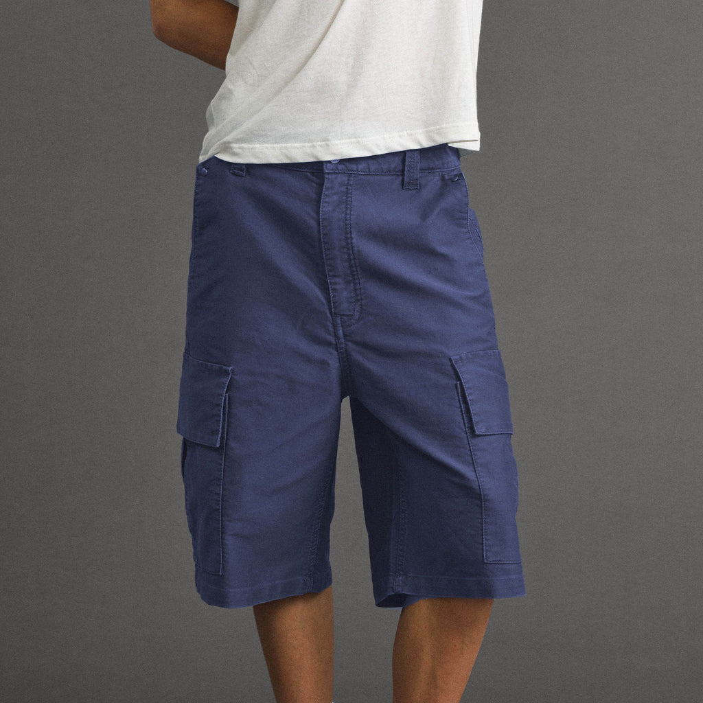 VLABMADE_Washed_Cotton_Loose_Fit_Solid_Pockets_Mid_Rise_Unisex_Black_Blue_Cargo_Shorts_MISSTT
