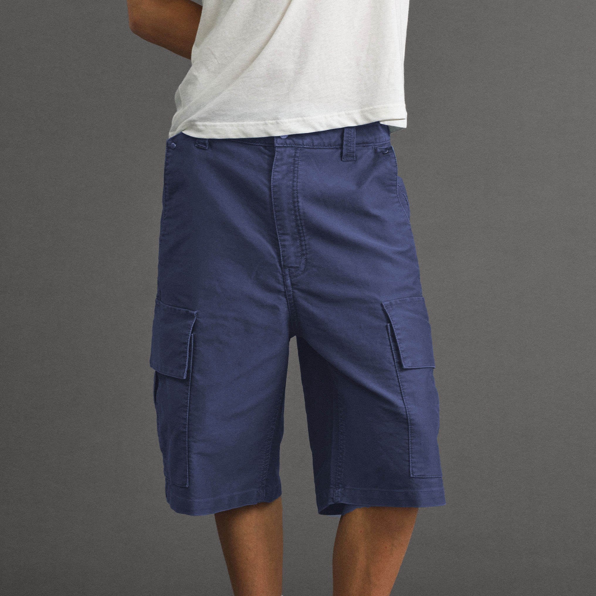 VLABMADE_Washed_Cotton_Loose_Fit_Solid_Pockets_Mid_Rise_Unisex_Black_Blue_Cargo_Shorts_MISSTT