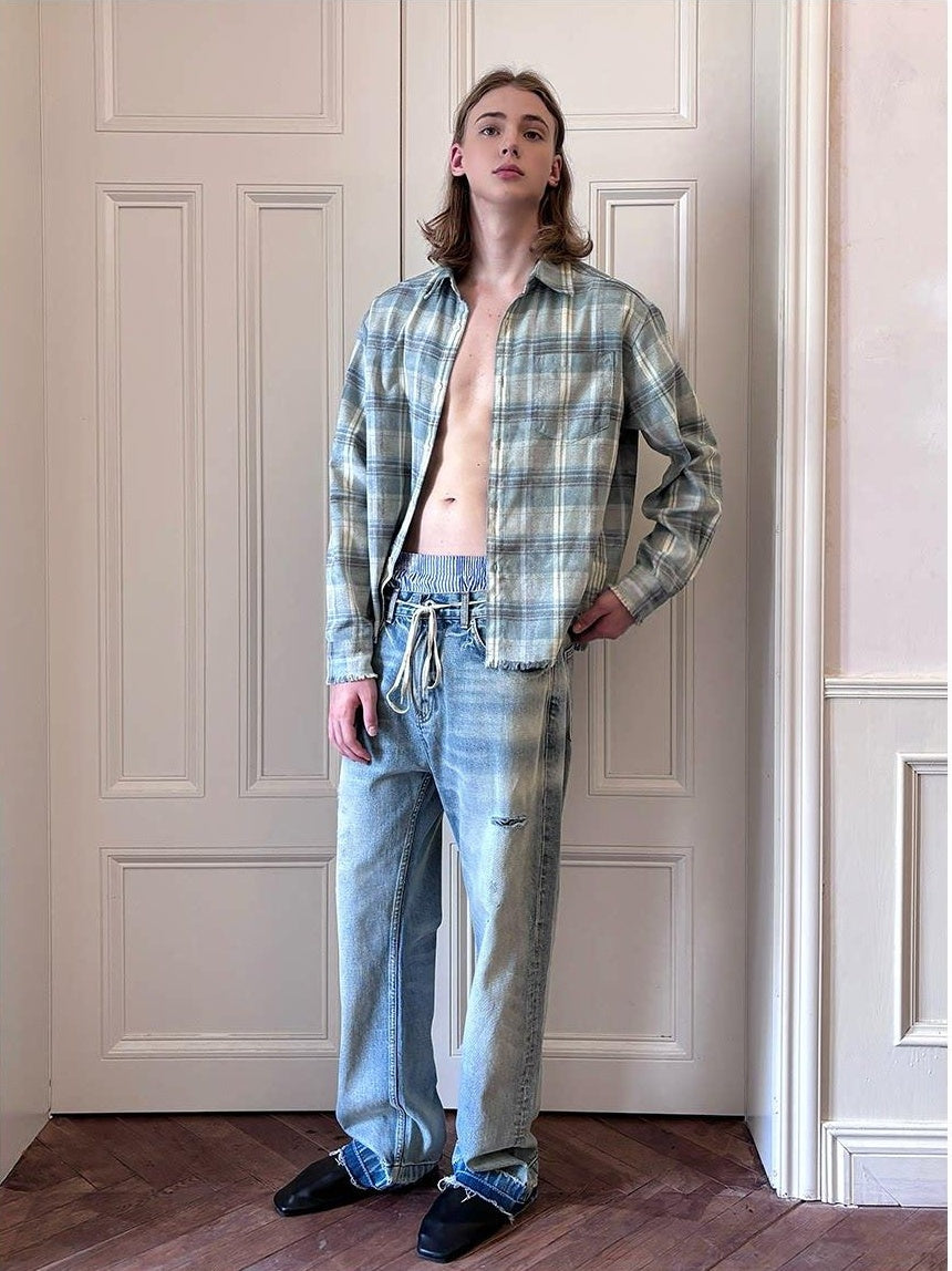 VLABMADE Washed Ripped Mid Rise Vintage Loose Fit Everyday Straight-Leg Jeans