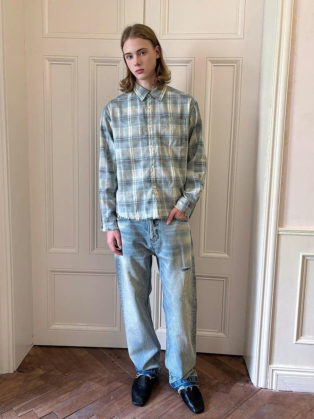 VLABMADE Washed Ripped Mid Rise Vintage Loose Fit Everyday Straight-Leg Jeans